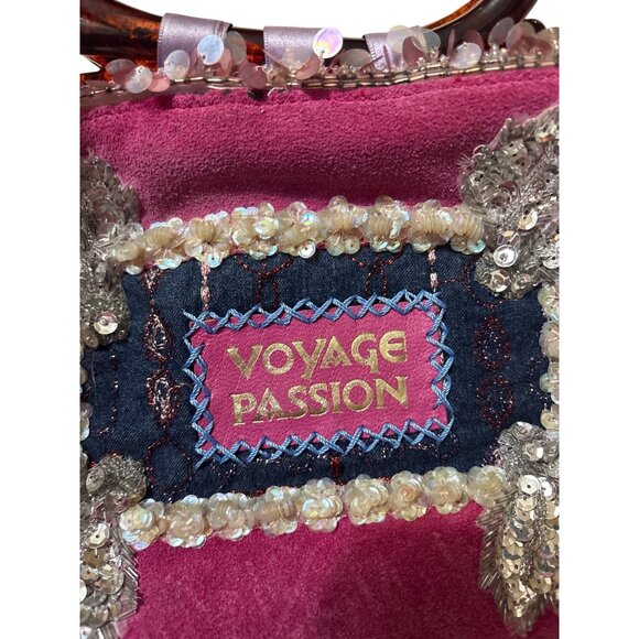 Handcrafted Voyage Passion Beaded Fringe Purse With Brown Handles NWT - Picture 4 of 8